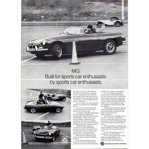 1973 MG MGB Convertible Roadster Vintage Print Ad Pylon Parking Lot Wall Art